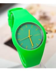 New Brand Geneva Women Ladies Elegand Simple Dial Green Soft Rubber Band Analog Wrist Watch Boys Sport Watches