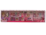 Rare Barbie Glam 4 Piece furniture set with Dream kitchen doll playset, Dream Bathroom set, Sofa and Dressing table ith mirror. Ideal for dollshouse, complete set.