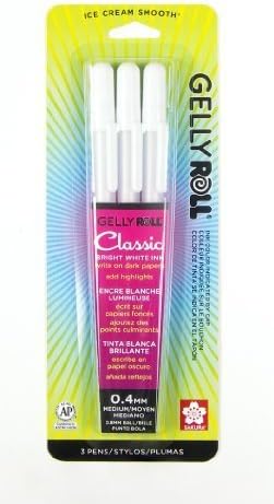 Sakura 37488 3-Piece Gelly Roll Blister Card Medium Point Gel Ink Pen Set, White by Sakura of America