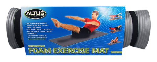 Altus Athletic Gray 15mm thick Foam Exercise Mat with Carry Strap (24-Inch X 72-Inch)