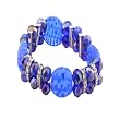 Flat Blue Polished Stones Navy Crystals Diamond Rings Bracelet Stretchable Stylish