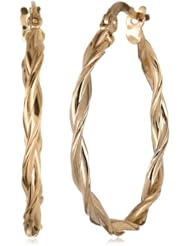 Duragold 14k Yellow Gold Twist Round Hoop Earrings