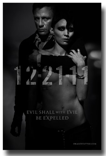 Girl With The Dragon Tattoo Poster - 2011 US Movie Remake Flyer - Lisbeth Salander- David Fincher Rooney Mara Daniel Craig