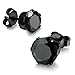 Jstyle Stainless Steel Mens Cubic Zirconia Stud Earrings for Women Black Pierced Hypoallergenic 3-8mm