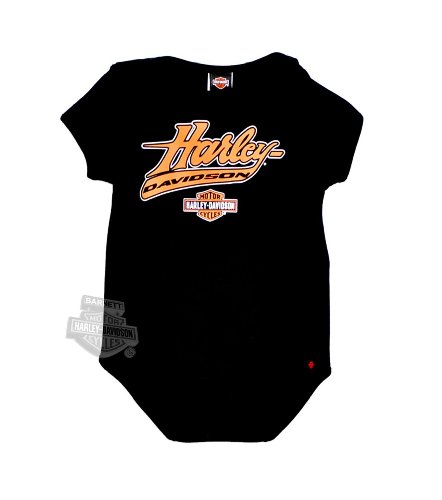 Harley-Davidson Baby Boys' Orange Logo Black Onesie
