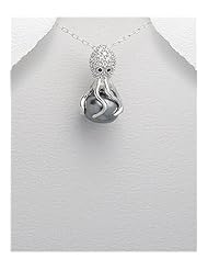 Octopus CZ Pendant Necklace In 92.5 Sterling Silver