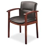 HON 5003JSS11 5000 Series Park Avenue Guest Chair, Black Leather/Henna Cherry Finish