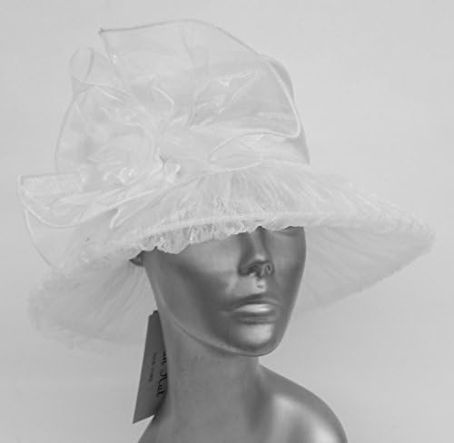 Swan Hat -Large Flower Organza Fabric Packable Cloche Hat , White
