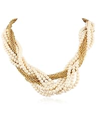 Carolee "Brown Eyed Girl" Chain and Pearl Tone Twisted Necklace, 24"