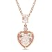 10k Rose Gold Morganite and Diamond Heart Pendant Necklace, (0.01 cttw, G-H Color I2-I3 Clarity), 17