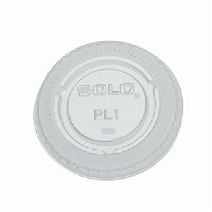 Solo  1-Ounce Plastic Portion Cup Clear Lids, 100-Count Packages (Pack of 50)