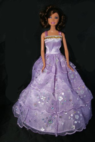 Purple Barbie Sized Doll Party Dress