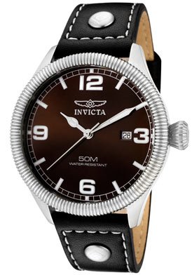  Invicta Men's 1461 Vintage Collection Riveted Leather Strap Brown Dial Watch