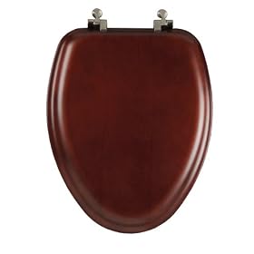 Mayfair 19602NI 178 Natural Wood Series Natural Reflections Toilet Seat with Brushed-Nickel Hinges, Elongated, Cherry