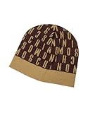 Moschino Dark Plum & Camel Signature Knit Skull Cap