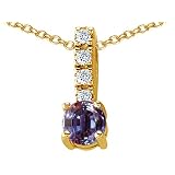 1.12 cttw 14K Yellow Gold Plated 925 Sterling Silver Lab Created Alexandrite Pendant - Gold Plated...