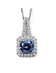 1.60ct Blue Round Diamond Solitaire Pendant Necklace White Gold