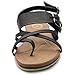 Ollio Women's Shoe Side Buckle Gladiator Strap Zip Closure Flat Zori Sandal