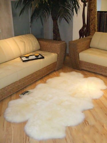 Sheepskin Rug Four Pelts Natural White Fur 4x6