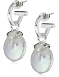 Catherine Canino Sterling Silver and Freshwater Pearl Coin Drop Ring Dangle Earrings