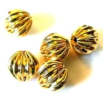 Gold Corrugated base metal bead. (10 pieces) 5mm 024302