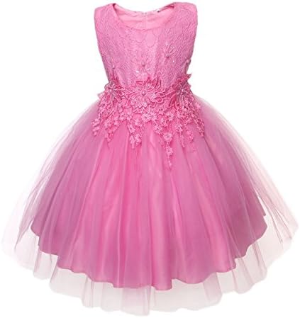 NEW Kid Flower Girl Pageant Wedding Party Birthday Fancy Dress Pink SZ 4-9 Z632 (32(suitable for 8-9 years))