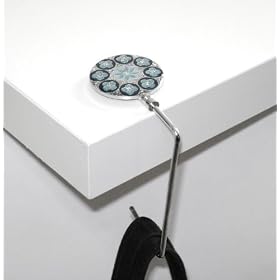 Blue Floral Flowers Pattern Silver Purse Handbag Hook Hanger