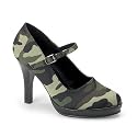 Sexy High Heel 4 Inch Shoe Mary Jan Camouflage Fabric Cammo Military Army Costume Accessory