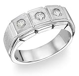 14K White Gold Men's 3 Stone Diamond Ring (0.40 Carats)