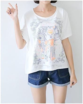 EFeeling Women's Modal Placement Print Batwing Sleeve Square Shape Loose T-shirt #12