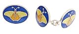 Handmade sterling silver and enamel butterfly cufflinks with presentation box. Made in England