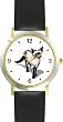 Siamese Cat - WATCHBUDDY&reg; DELUXE TWO-TONE THEME WATCH - Arabic Numbers - Black Leather Strap-Size-Large ( Men's Size or Jumbo Women's Size )