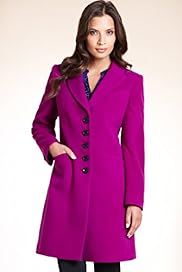 Wool Rich Peak Lapel Mid Length Coat with Cashmere