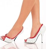 Seduce-217 Two Toned Peep Toe Pump With Crisscross Trim and Perforated Detail