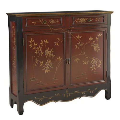 Powell Red Oriental 2-Door Console