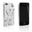 Tinxi Schutzh�lle f�r iPhone 4 iPhone 4S Schutzh�lle Hardcase harte Schale Cover Qualit�t Silber Schmetterling Blumen Muster Harte R�ckseite Hybride in Wei�