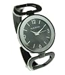 Stylish Black Watch Round Large Face Over Wrist Bangle