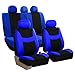 FH GROUP FH-FB030115-COMBO FH GROUP FH Group Light & Breezy Blue/Black Cloth Seat Cover Set Airbag & Split Ready- Fit Most Car, Truck, Suv, or Van