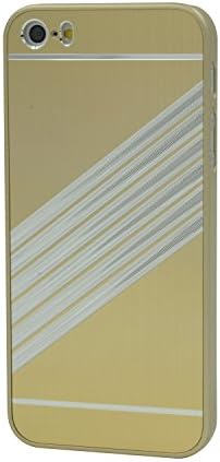 iPhone 5 Case,iPhone 5S Case,ChengYung[TM] Aluminum + PC Diagonal Strips Pattern Hard Metal Case Cover for iPhone 5/5S (Not match iPhone 5C) - Gold