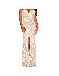 Sexy Strapless Plunging Neck Slit  Dress