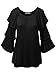 ACEVOG Women Scoop Neck Bell Sleeve Solid Unbalance Hem Loose Fit Tunic Top