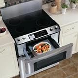 Sharp Insight Pro Series KB3425LW 30 Freestanding Electric Range with Microwave Drawer, Auto Drawer Opening, True European Convection Cooking & Front-Mounted Glass LCD Touch Controls: White