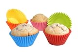 SiliconeZone Set of 6 Assorted Large Muffin Cups: Solid colors