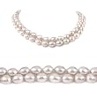 Double Strand 17-18 Inches 8-9mm White Oval Shape Freshwater Cultured Pearl Necklace
