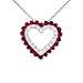 10k White Gold Created Ruby and Created White Sapphire Heart Pendant, 18
