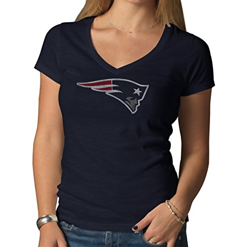 NFL New England Patriots Women's '47 V-Neck Scrum Tee, Midnight, Small