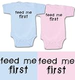 Baby Gift Set for Boy/Girl Twins (Includes 1 Pink + 1 Blue Bodysuit – Feed Me First, size 0-3 mo)