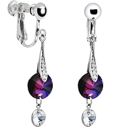 Handcrafted Crystal Zirconia Hollywood Glamour Clip Earrings