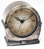 Infinity Instruments 12164SV-1570 Metal Alarm Clock-Tarnished Silver Finish