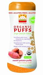 HAPPYBABY Organic Puffs, Sweet Potato,  6 - 2.1-Ounce Containers